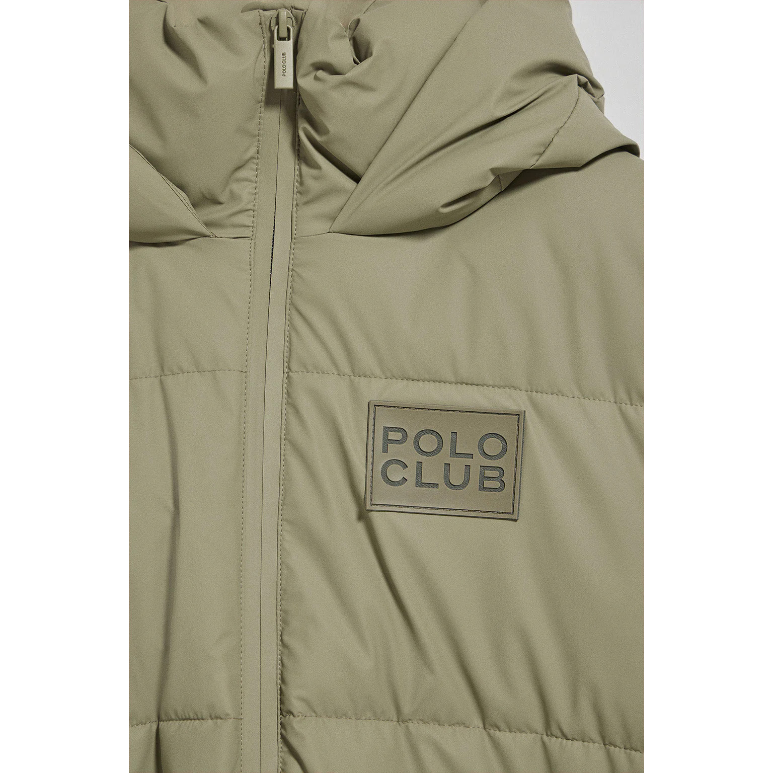 Giubbotto trapuntato Glacier verde con cappuccio fisso e particolari Polo Club