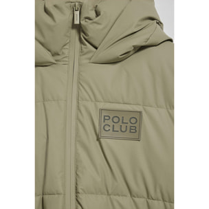 Giubbotto trapuntato Glacier verde con cappuccio fisso e particolari Polo Club