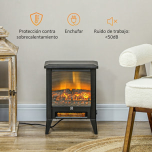 Chimenea Eléctrica, 1800W, Chimenea Decorativa Independiente, Efecto de Llama LED, Bajo Ruido, Protección contra Sobrecalentamiento, para 30 m², Sala, Dormitorio, Negro
