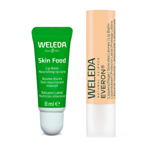 WELEDA - DUO rituel soins des lèvres - Baume lèvres Skin food + Soin des lèvres Everon  - Certifié Natrue* -  et tube 4 8g