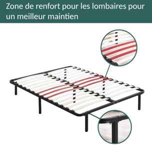 Sommier Orthosense | Cadre de lit métallique | Lattes flexibles | Zone de soutien au niveau des lombaires | 7 Pieds Inclus |