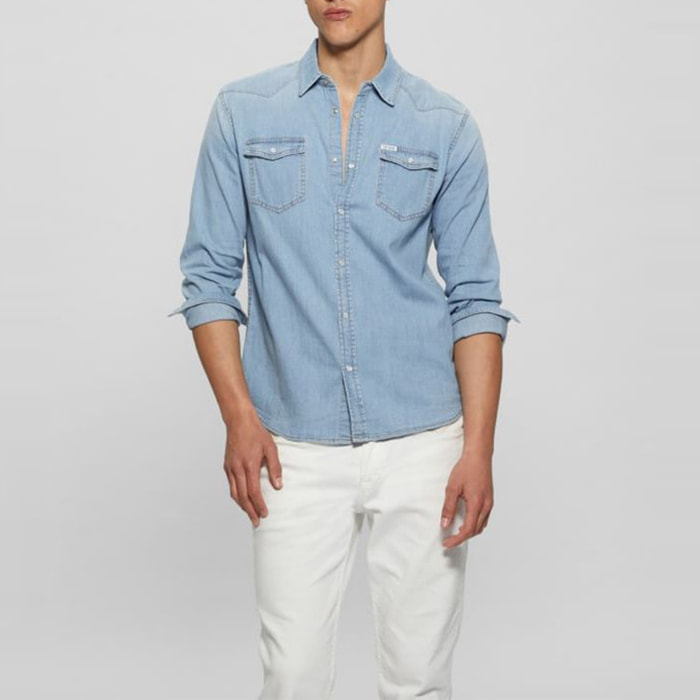 Chemise Truckee - coupe slim - coton - bleu denim