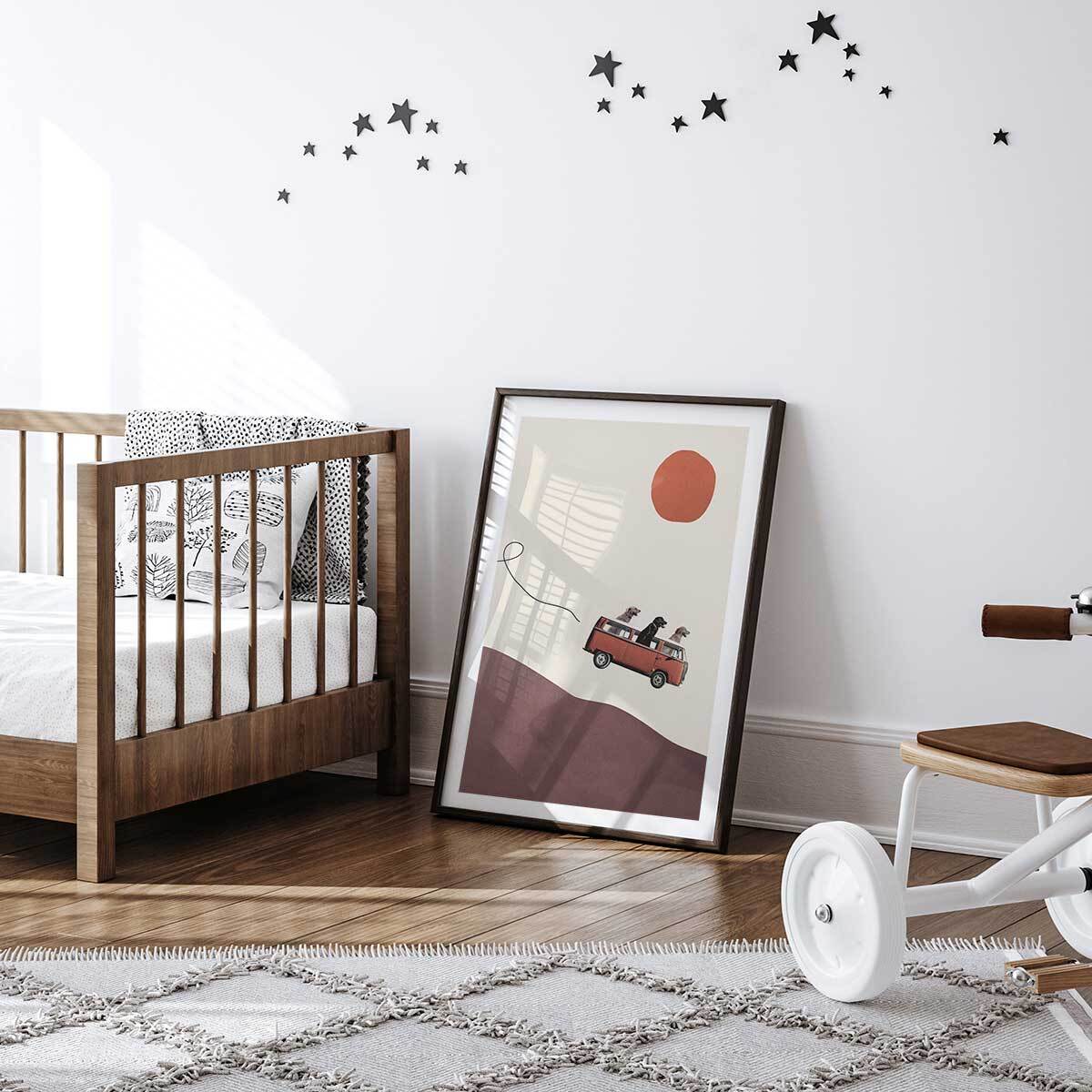 Affiche enfant aventurier Affiche sous cadre noir