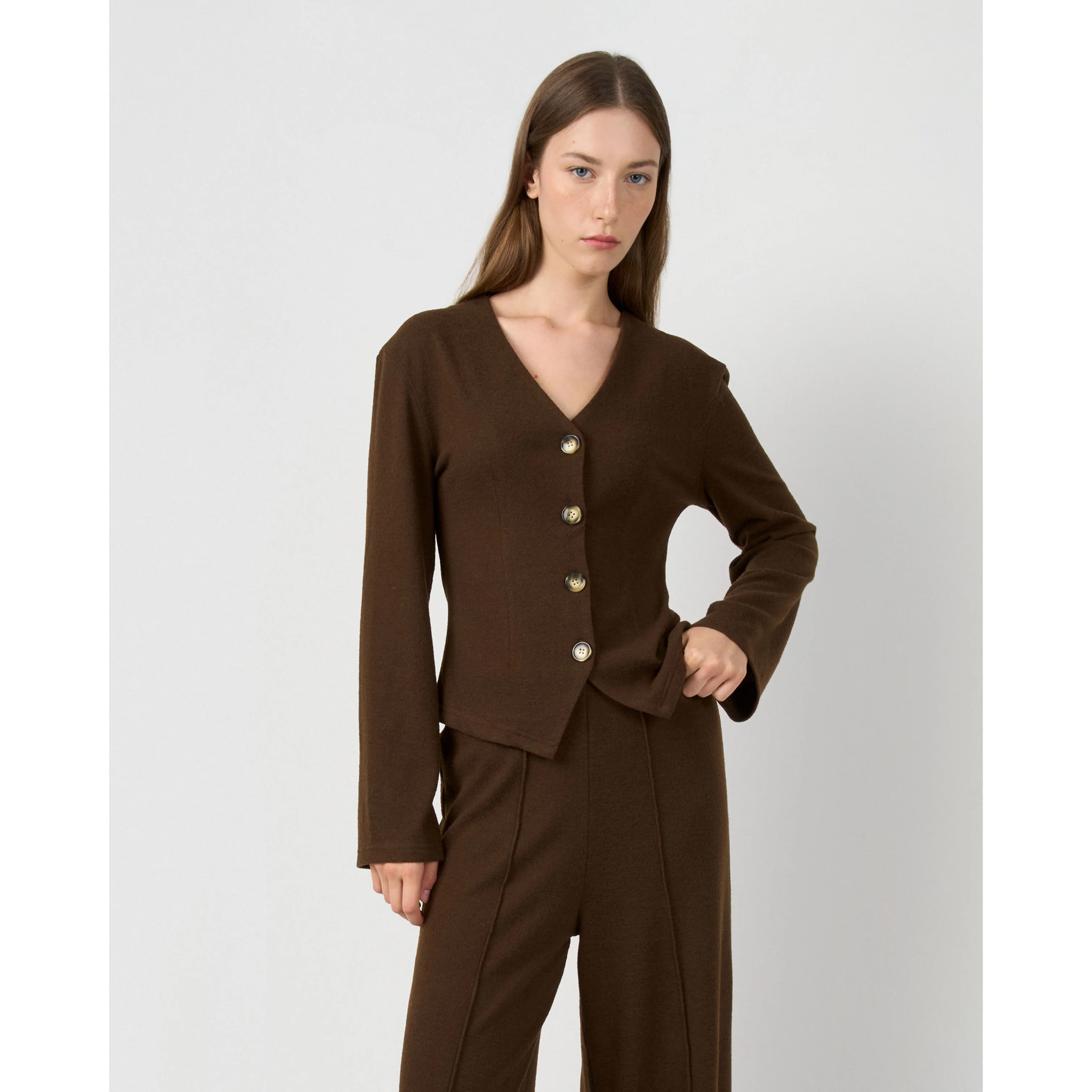 Set chaqueta pantalón angorina chocolate