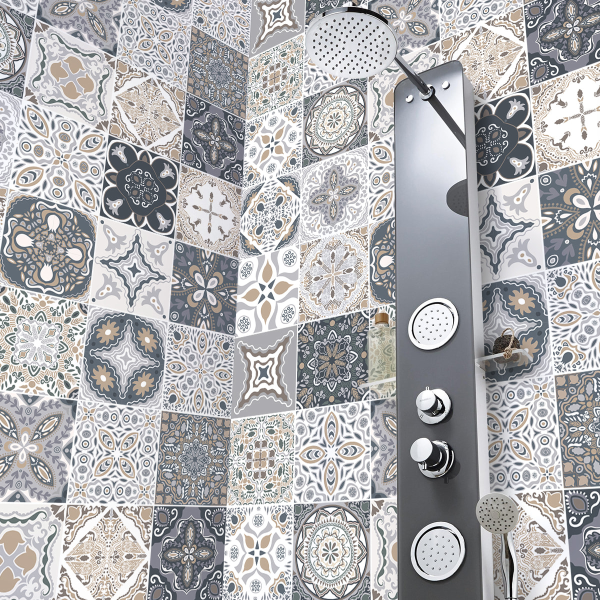 Stickers muraux - Sticker Mural Carrelage adhésif Cuisine Salle de Bain - 9 STICKERS CARREAUX DE CIMENT AZULEJOS ORFEO