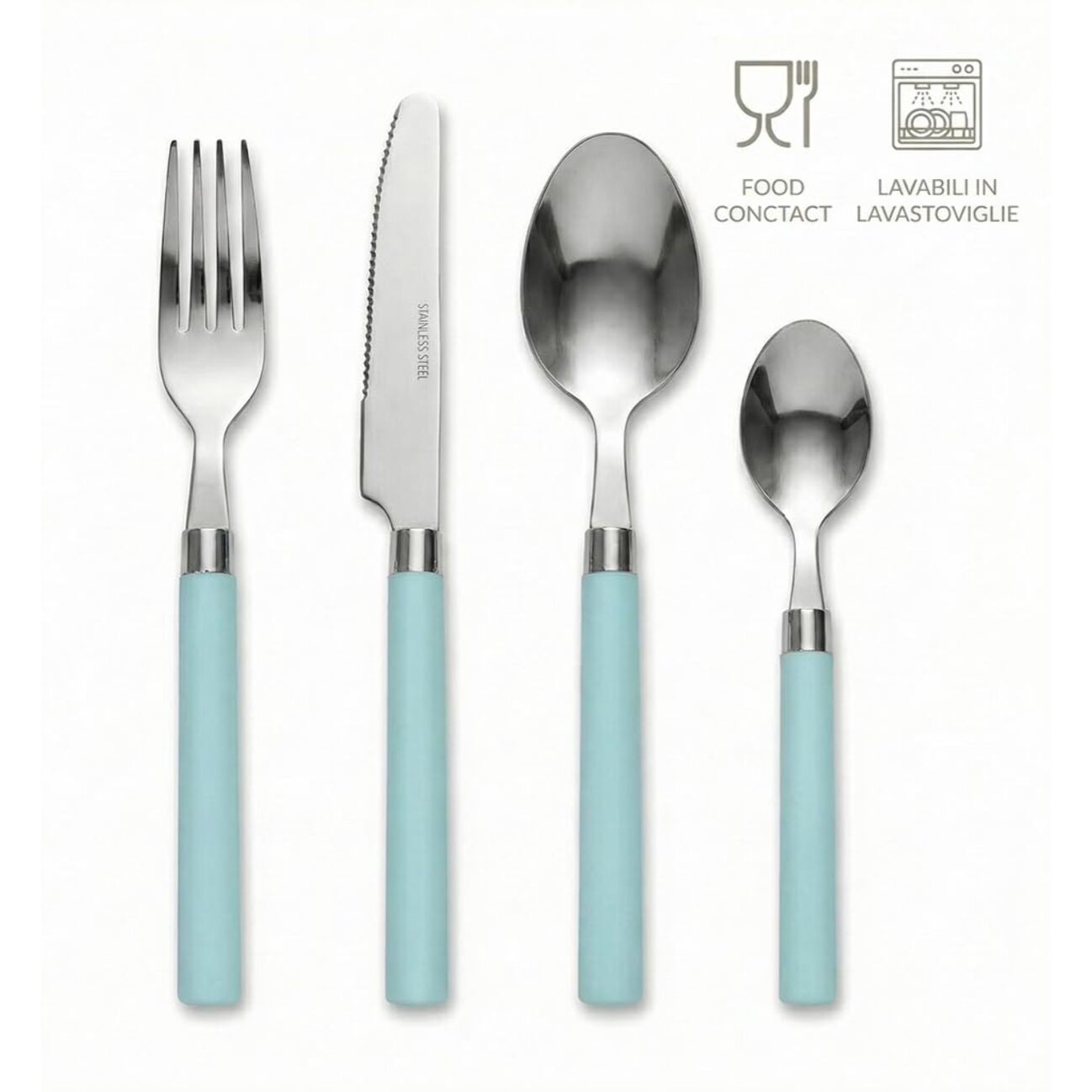 Set 24 Posate in Acciaio Inox 18/10, lavabile in lavastoviglie, design materico, Intrecci