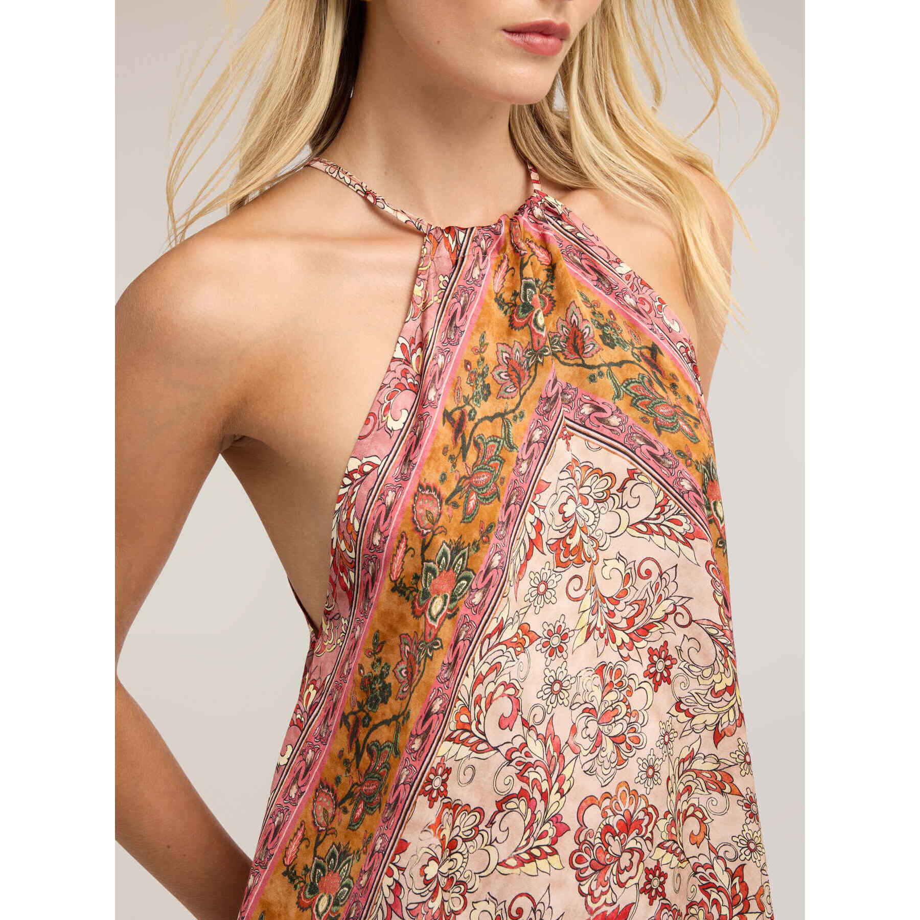 Motivi - Top de raso con estampado paisley - Rosa