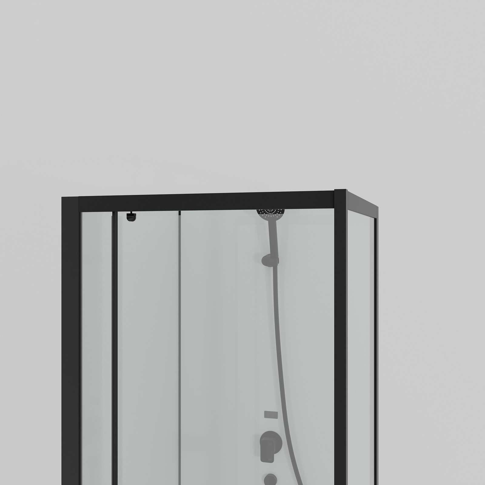 Cabine de douche carrée 80x80x200cm - Porte pivotante - Fonds Blancs - Receveur et Profilés Noirs