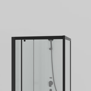 Cabine de douche carrée 80x80x200cm - Porte pivotante - Fonds Blancs - Receveur et Profilés Noirs