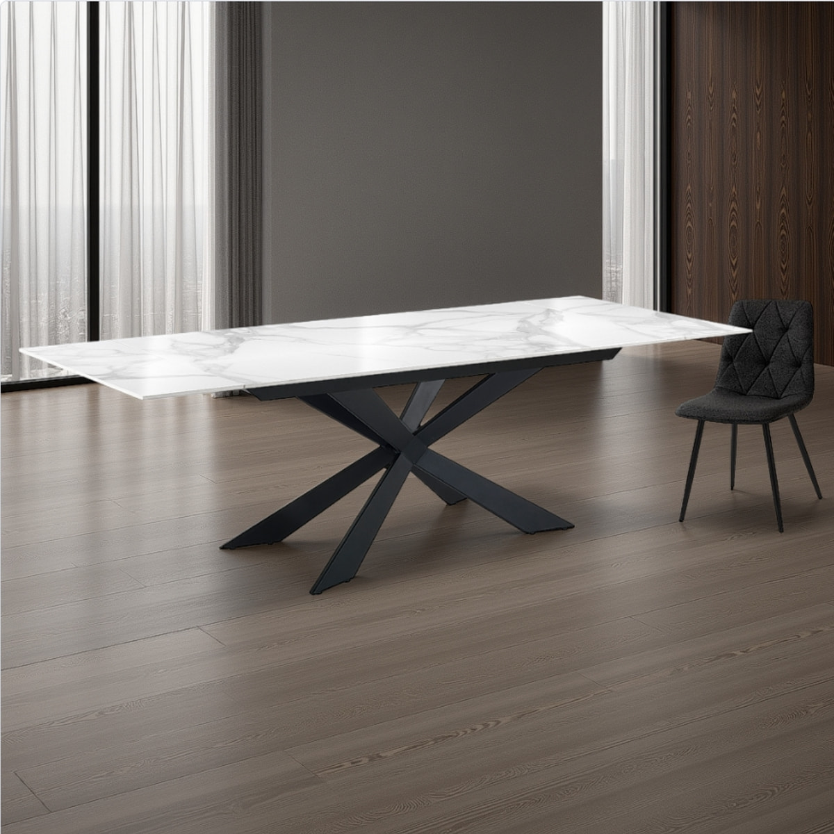 Oresteluchetta Tavolo allungabile WARD 120 WHITE MARBLE - BLACK