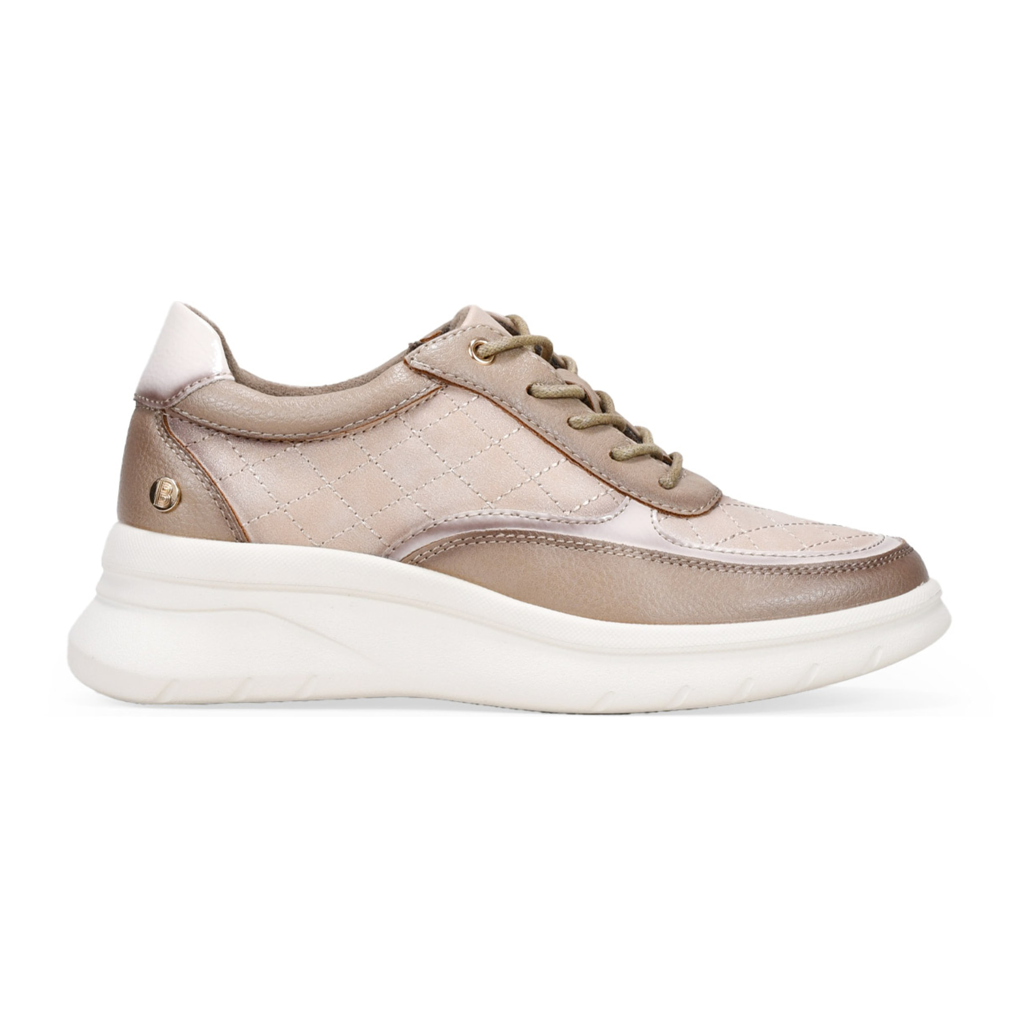 Zapatillas beige de cuña con cordones