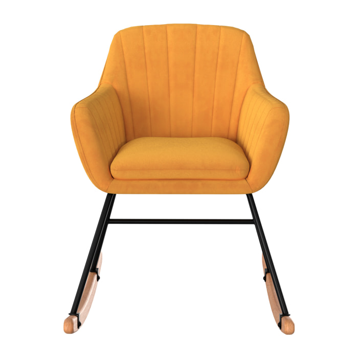Rocking-chair en velours jaune - Isola