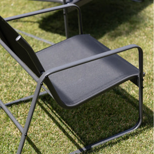 Conjunto de jardín 4 plazas, mesa centro+sofá+sillones de acero negro