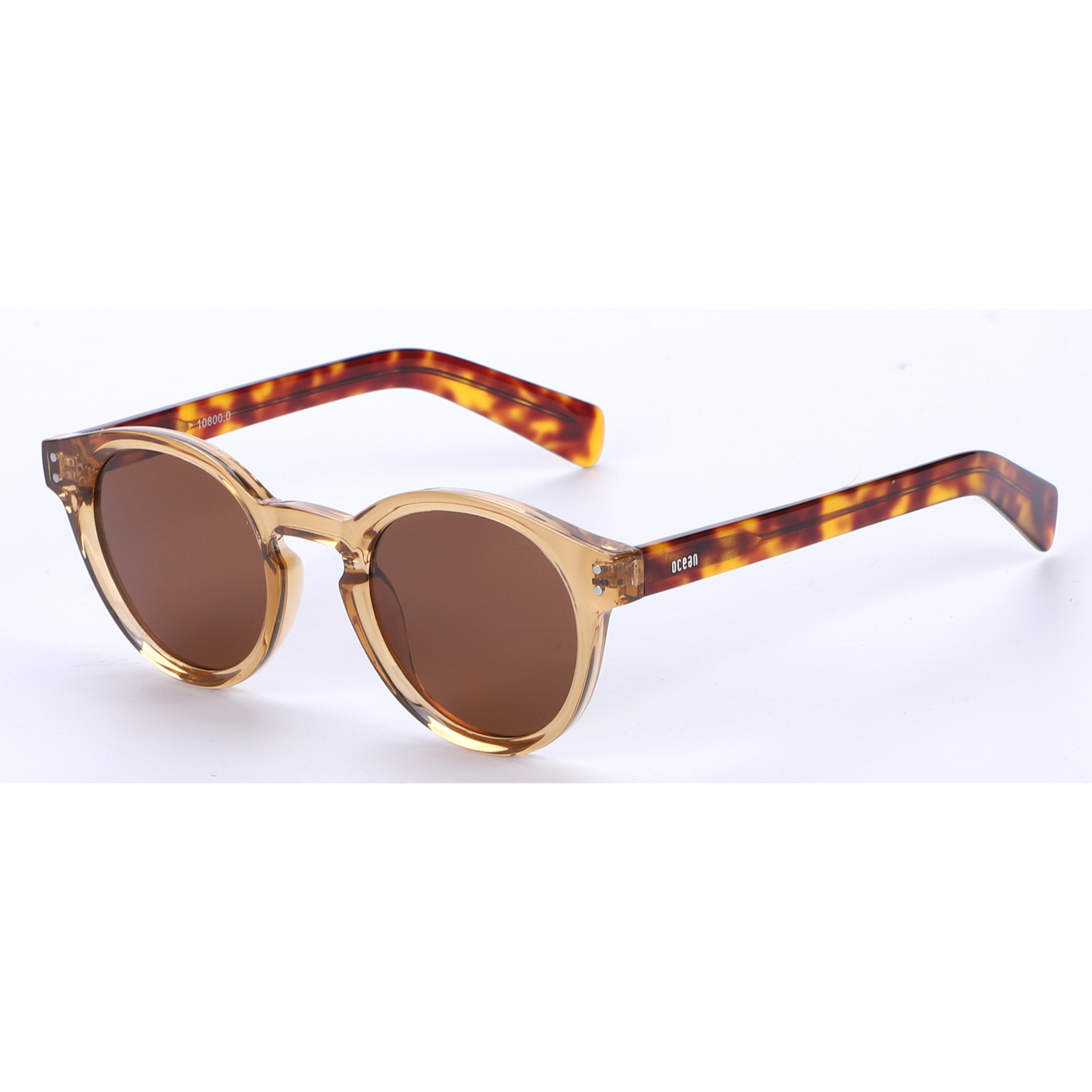 Gafas de sol OCEAN MONTREAL - Blanco transparente mate con patillas en carey y / Ahumada