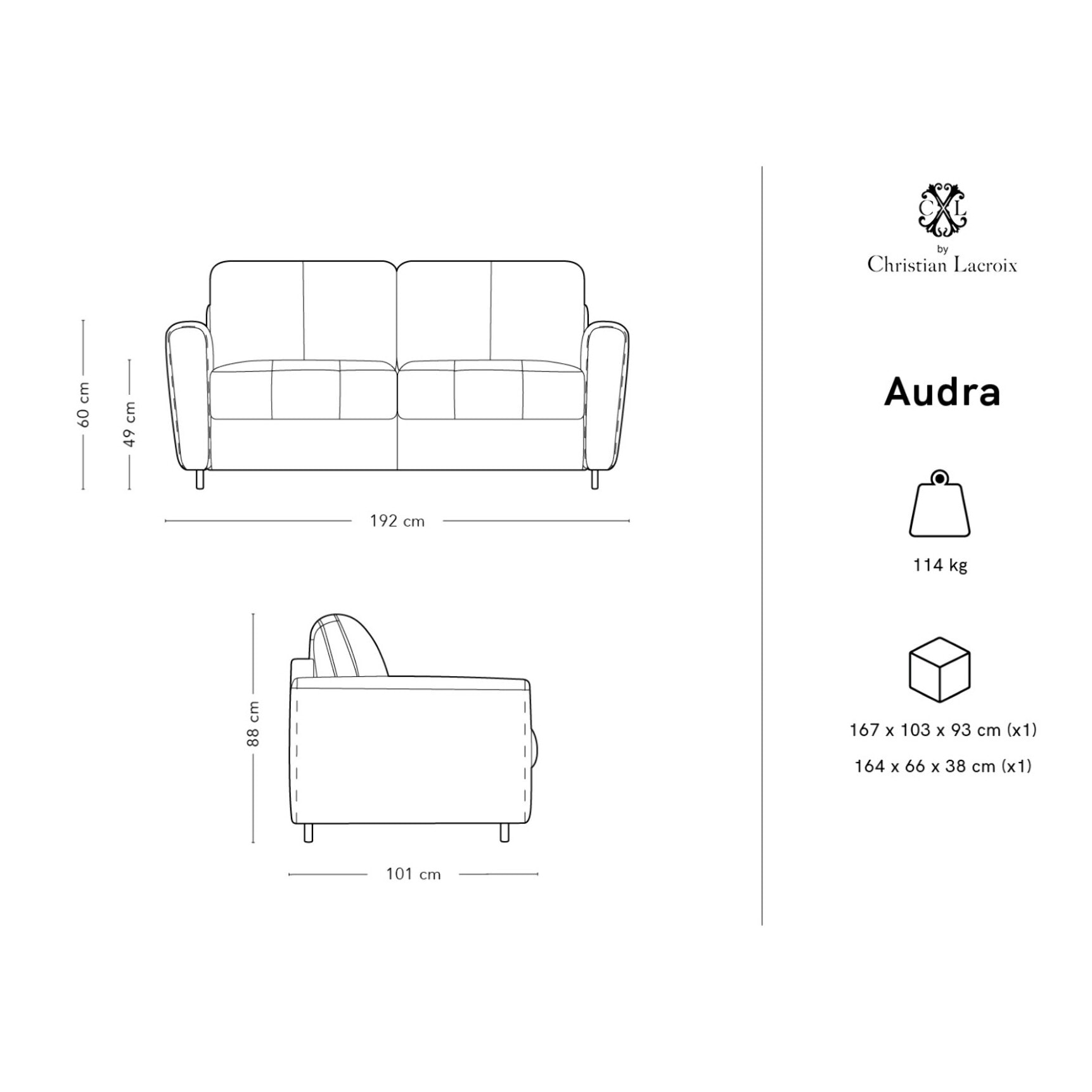 Canapé convertible "Audra" 3 places en velours noir