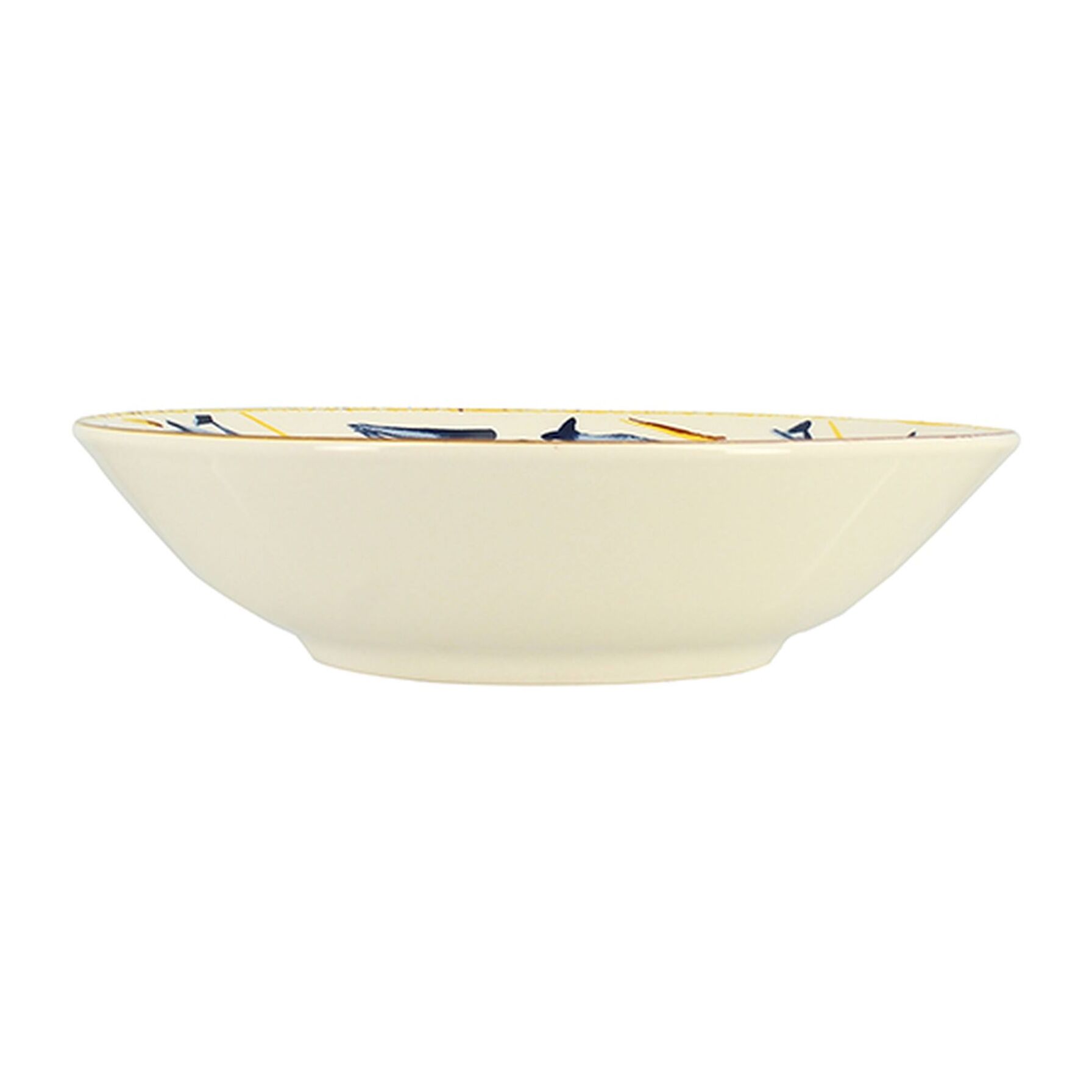 Lot de 6 assiettes creuses 20cm en porcelaine à imprimé poisson MARIUS