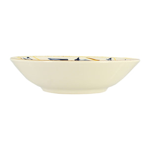 Lot de 6 assiettes creuses 20cm en porcelaine à imprimé poisson MARIUS