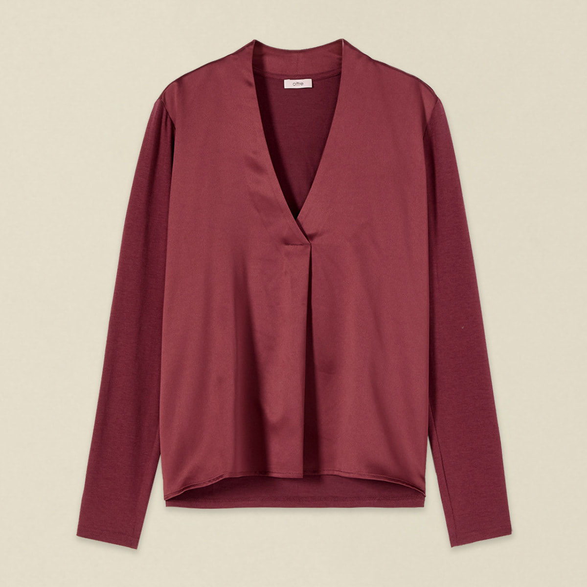 Oltre - T-shirt bimaterica maniche lunghe - Bordeaux