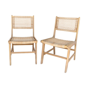 Lot de 2 chaises de jardin Ocara. cannage et bois. L 61 x 51 x 85cm