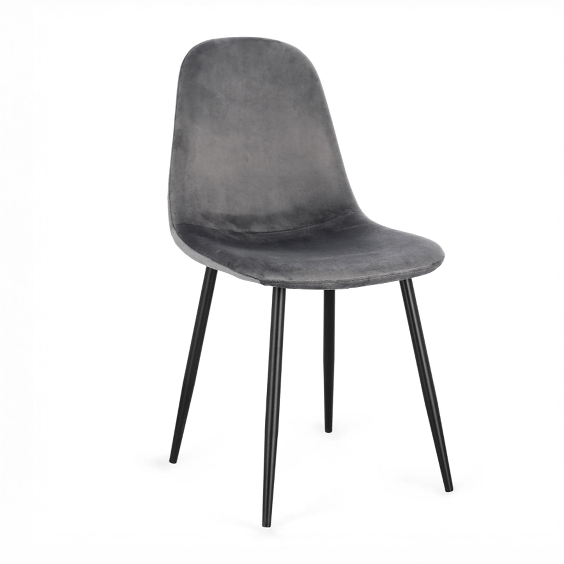 Set di 4 sedie SALAMANCA in tessuto effetto velluto grigio e gambe nere