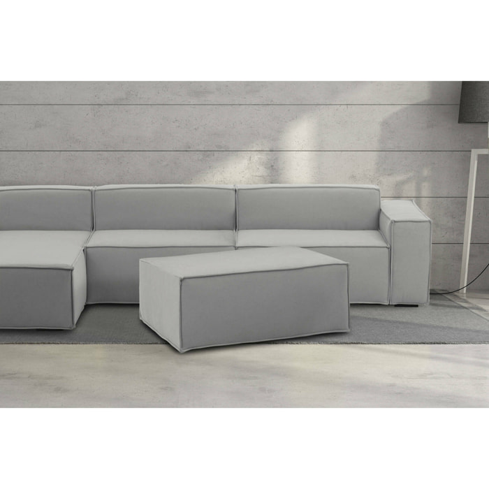 Pouf Assisi, Pouf da salotto, Poltroncina relax in tessuto imbottito, 100% Made in Italy, 100x70h43 cm, Grigio