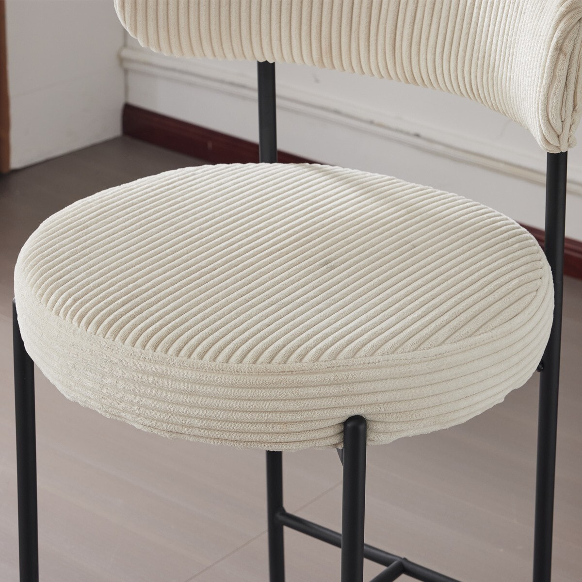 Lot de 2 tabourets de bar en velours côtelé - EVORA