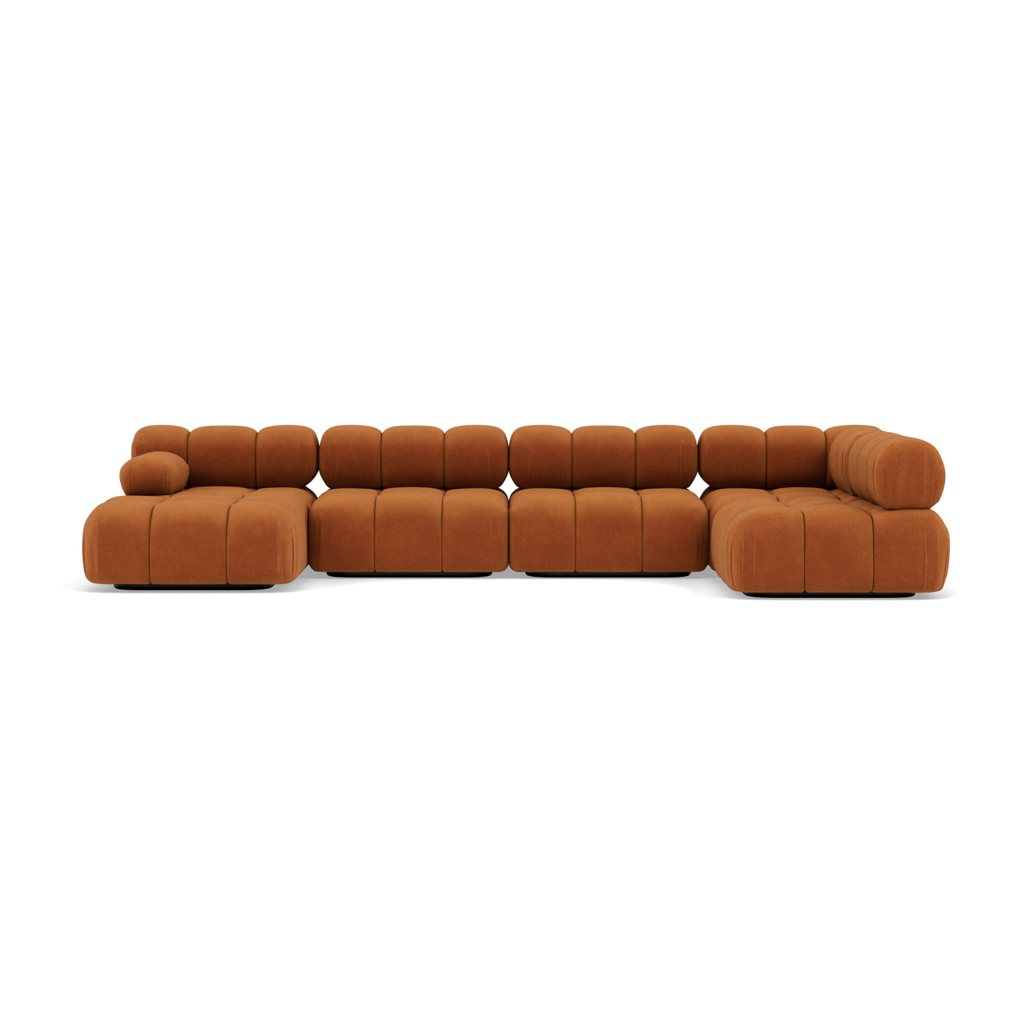 Ruby - canapé panoramique modulable d'angle droit 7 places en velours texturé - Terracotta