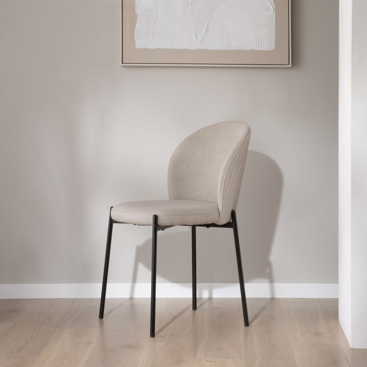 Chaise rembourrée Nuren -tissu-couleur beige 48 x 85 x 55 cm