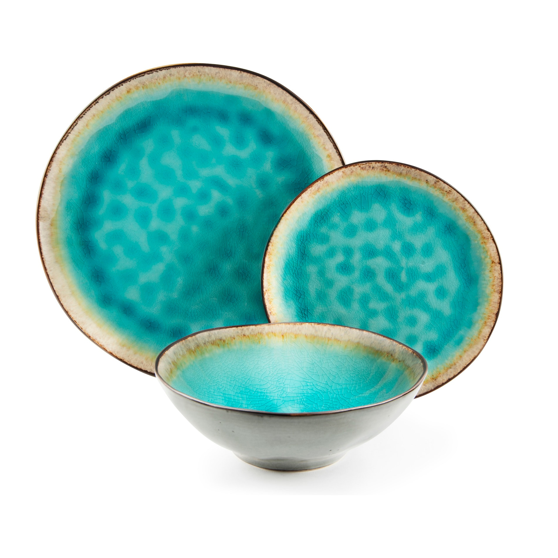 Service 12 assiettes Excelsa Maldive, stoneware, bleu