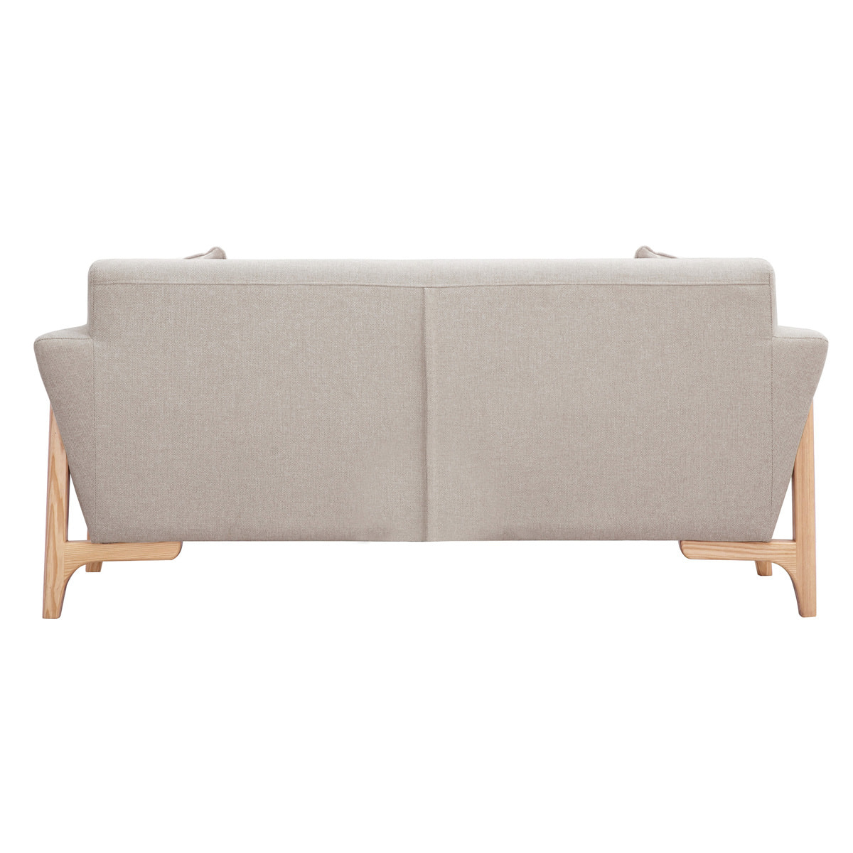 Canapé scandinave 2 places en tissu effet velours texturé beige et bois clair ASAKO