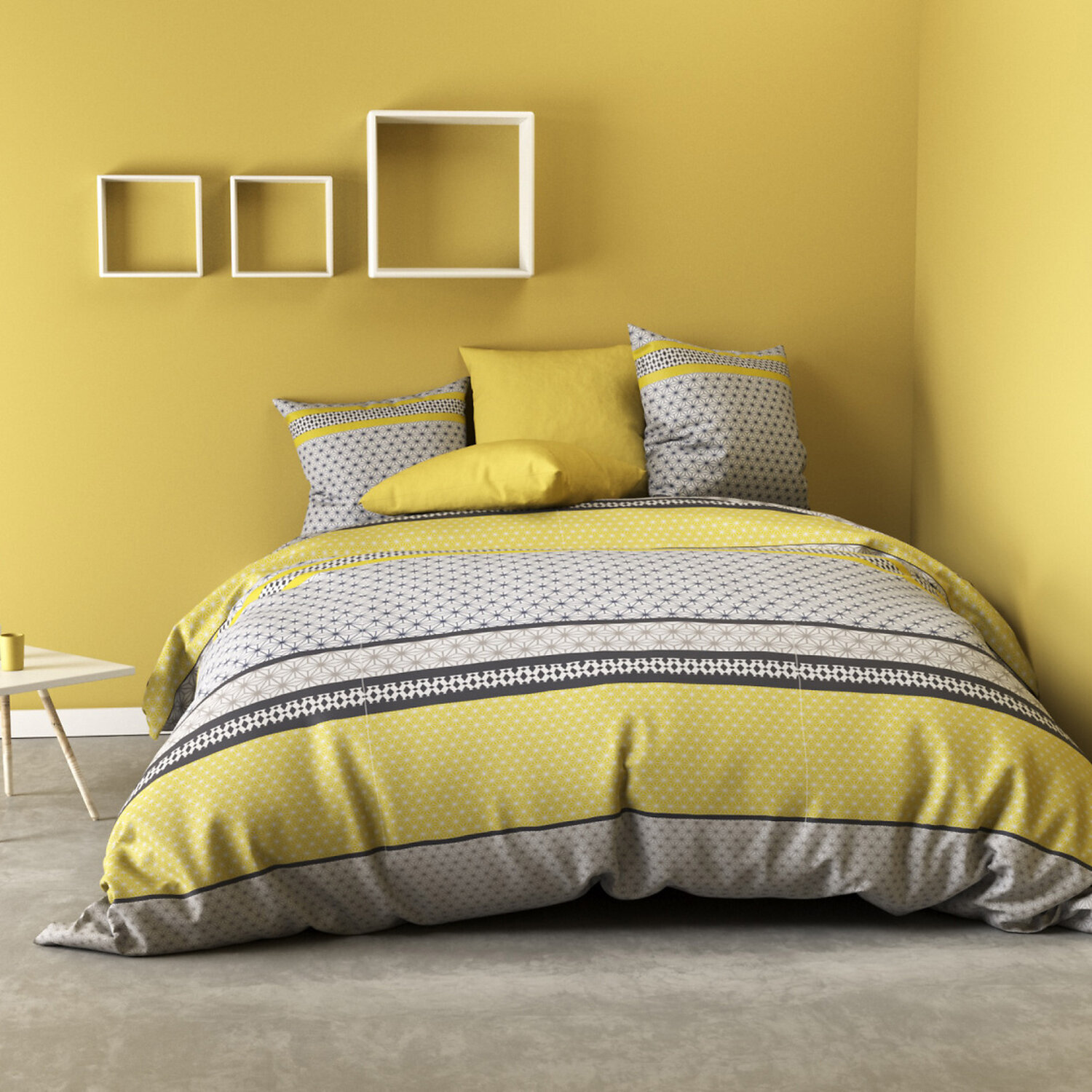 Parure de couette 2pcs 100% microfibre 55gsm vaxo jaune