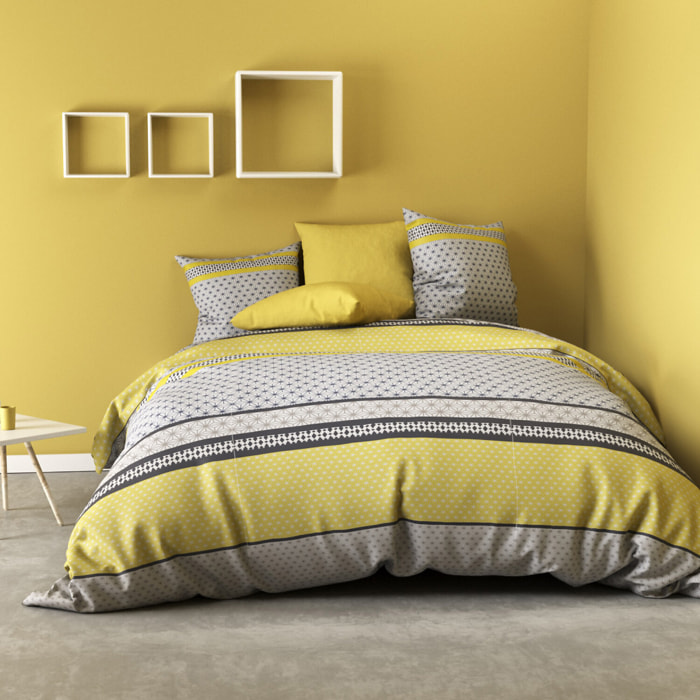 Parure de couette 2pcs 100% microfibre 55gsm vaxo jaune