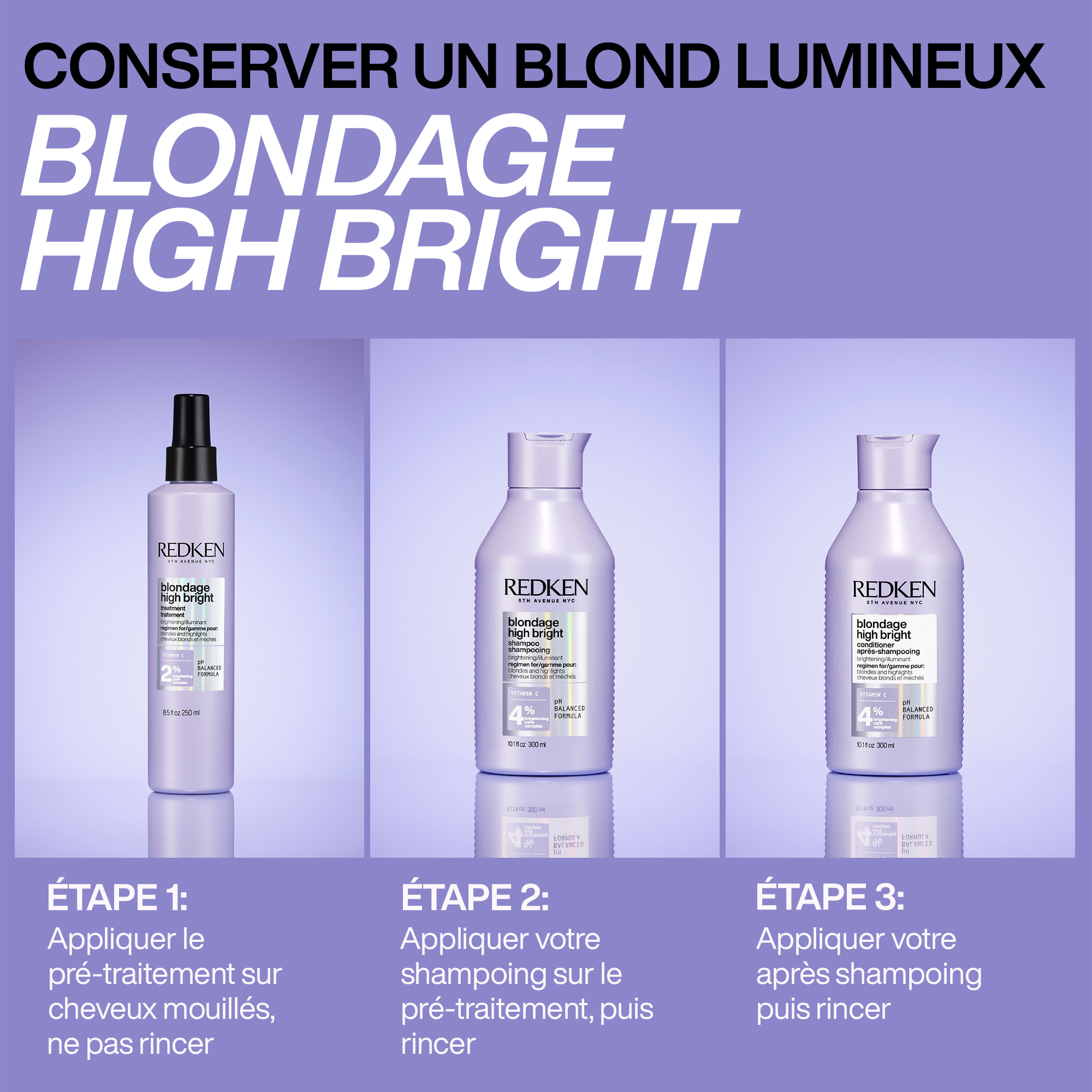 Pré shampoing raviveur d'éclat 250ml Blondage High Bright pour cheveux blonds