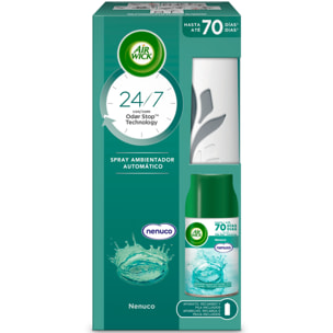 Air Wick Freshmatic - Aparato y Recambio de Ambientador Spray Automático, Esencia para Casa con Aroma a Nenuco - 1 aparato + 1 recambio