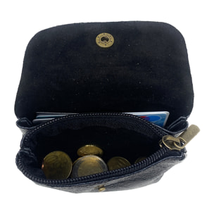 Chicca Borse Portamonete Donna in Pelle Nero Metallico