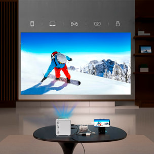 Proyector de video para niños, con entradas HDMI y USB. Resolución compatible HD1080P.