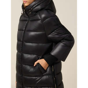 Oltre - Plumífero midi con capucha - Negro