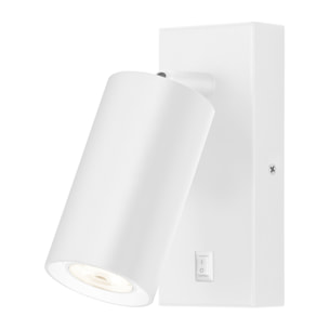 FORLIGHT Era - Aplique de Pared para Dormitorio GU10. Luz de Lectura de Diseño Minimalista de Color Blanco. Con Interruptor ON-