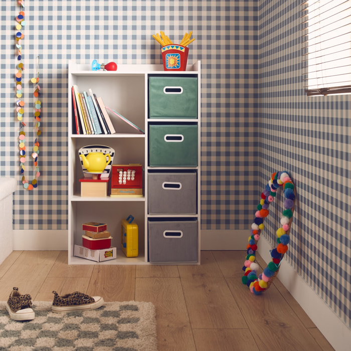 Meuble de rangement enfant 4 paniers velours CAMILLE