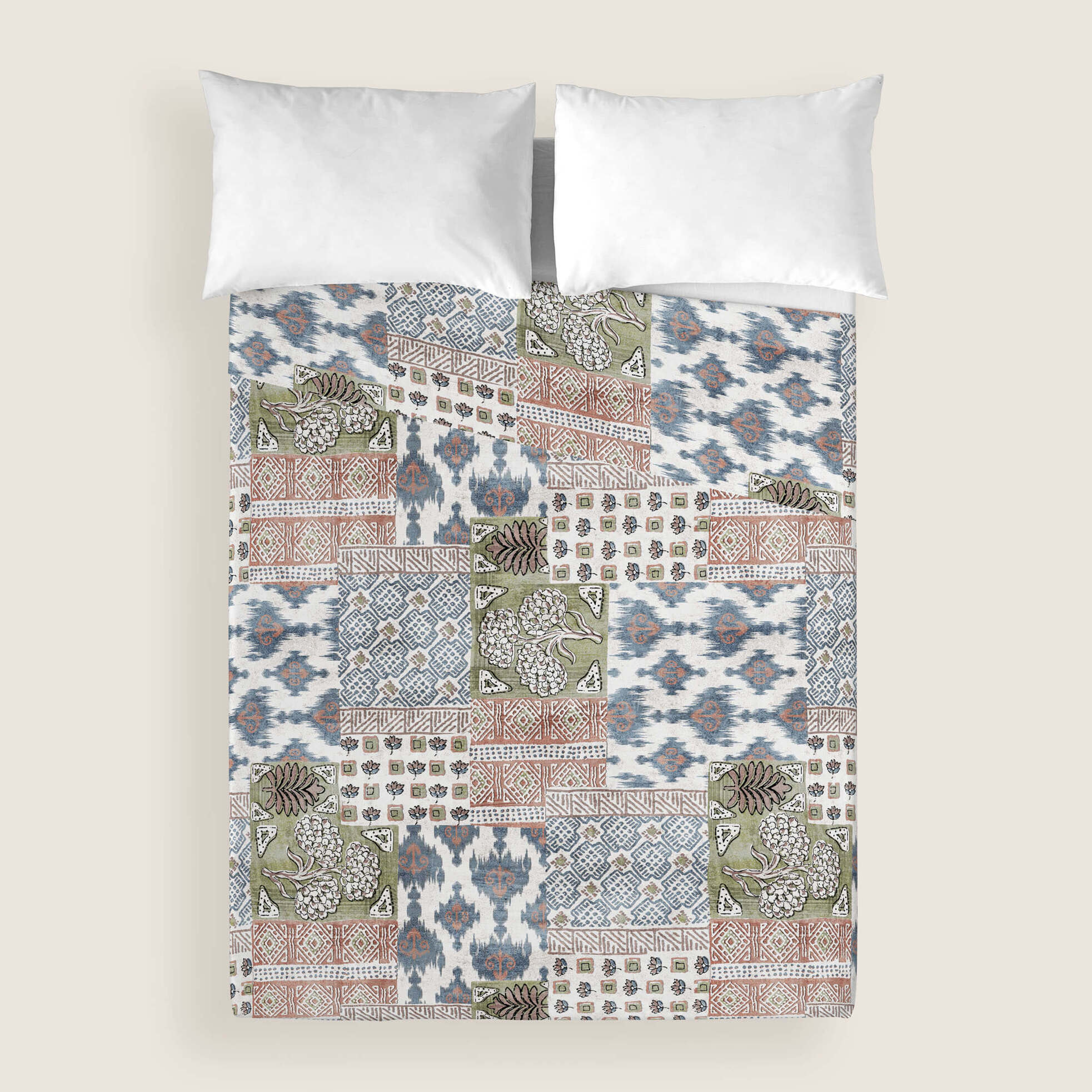 Juego de Sábanas Estampadas - 100% Algodón - Incluye 1 o 2 Fundas de Almohada + 1 Sábana Bajera - Indian