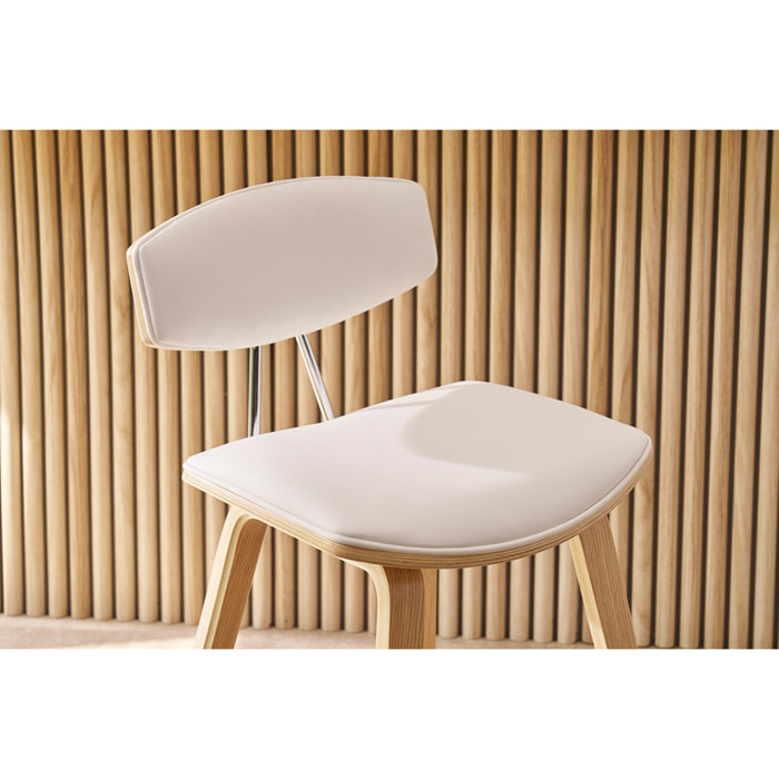 Tabourets de bar design blanc et bois clair H69 cm (lot de 2) VASCO