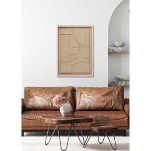 Cuadro Curves resina 3D texturizado abstracto beige 70x50x4 cm