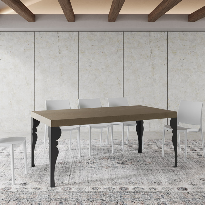 Mesa extensible 90x200/460cm Paxon gris paloma patas antracita