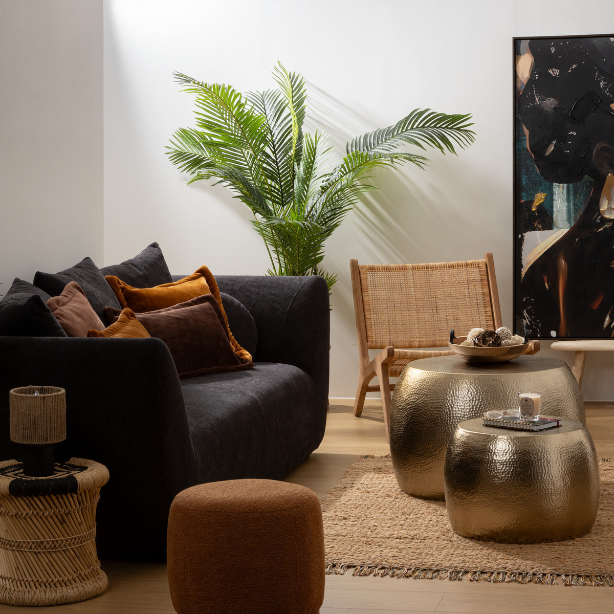 Lot de 2 tables basses Issam métal doré D70/50cm