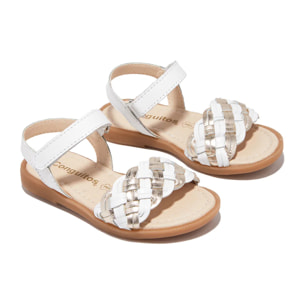 Sandalias Trenza Blanco Dorado