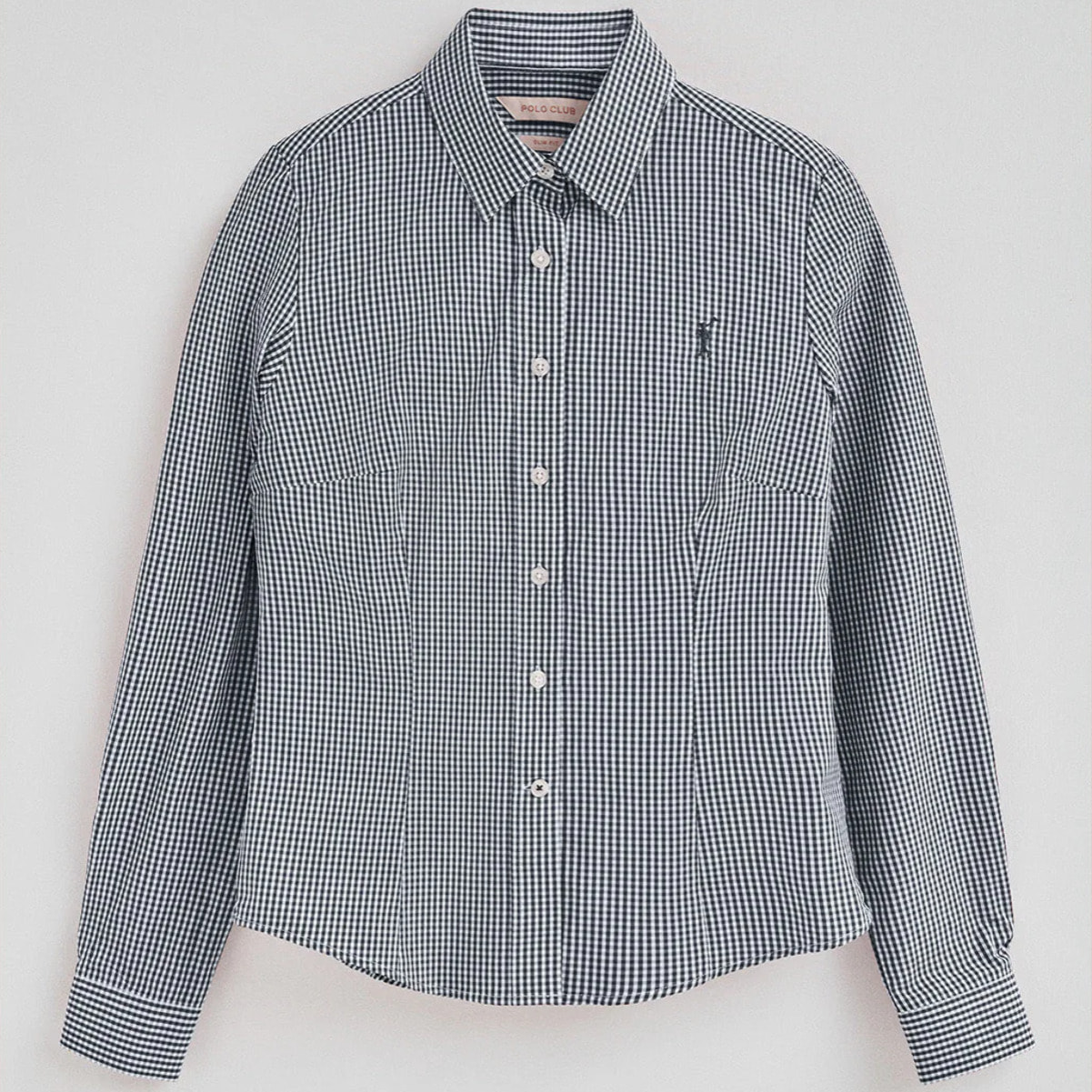 Camisa de cuadros vichy azul marino con logo Rigby Go