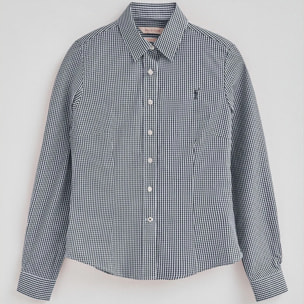 Camisa de cuadros vichy azul marino con logo Rigby Go