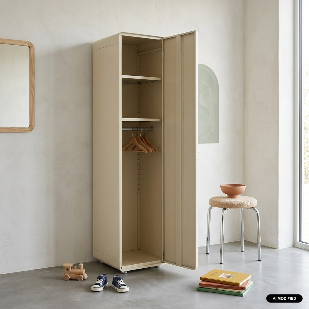 Armoire casier industriel acier 2 étagères 1 penderie TRIBECA