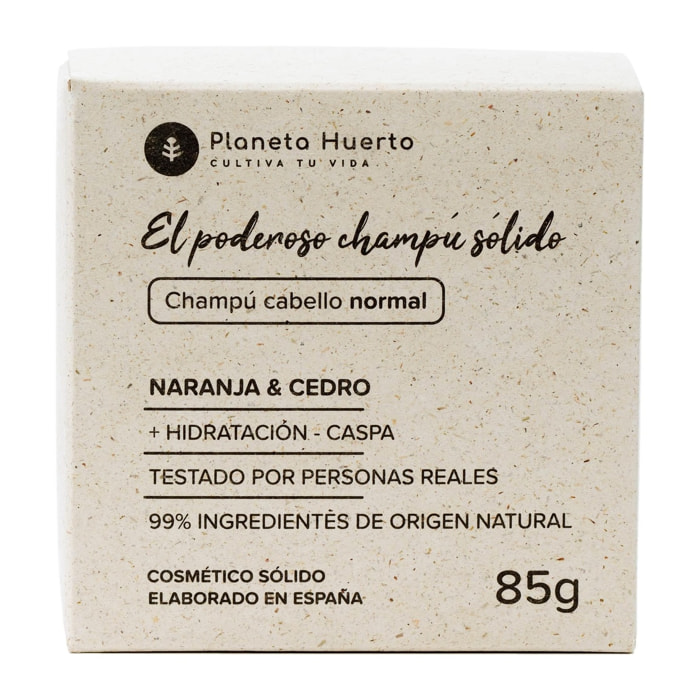 Champú sólido cabello normal Naranja y Cedro Planeta Huerto 85 gr