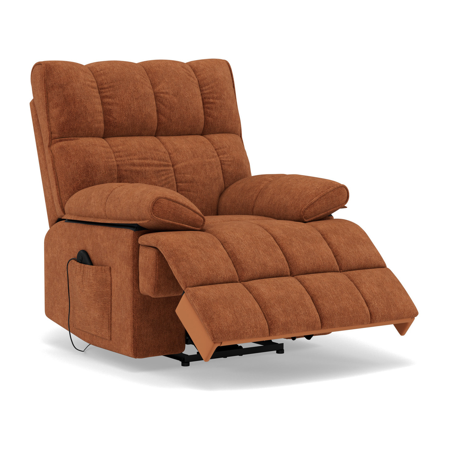 Chandler - Fauteuil relax électrique en velours texturé - Terracotta